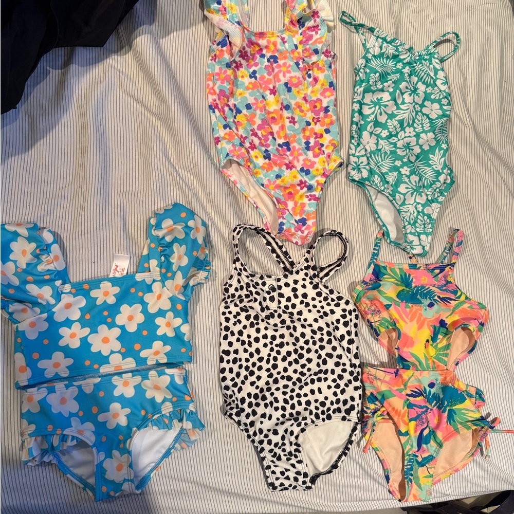 Kids Floral & Pattern Swimsuit Lot Multiple Brands Size 4T